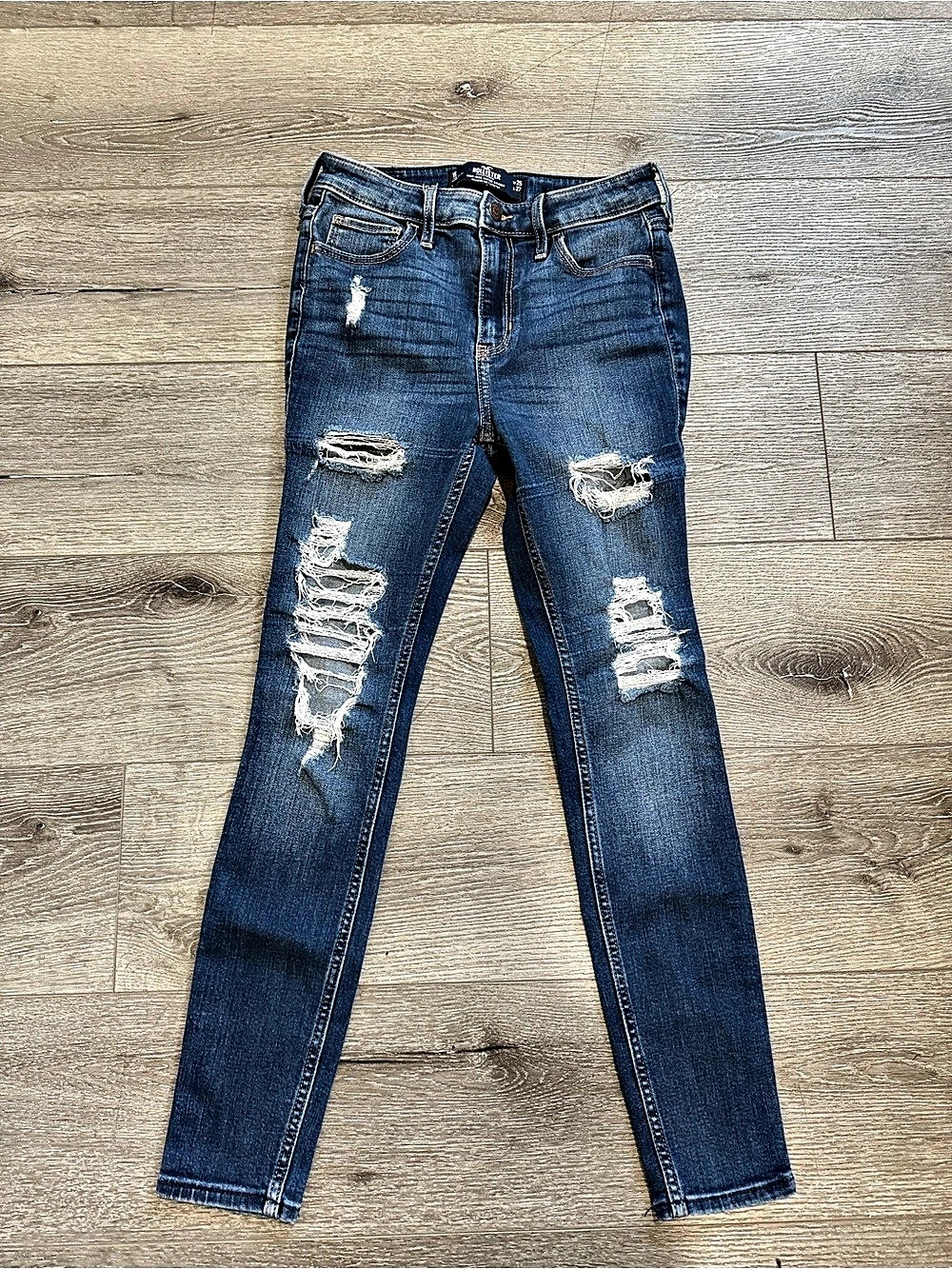 Hollister High-Rise Super Skinny Jeans Distressed Jeans Blue Waist 25